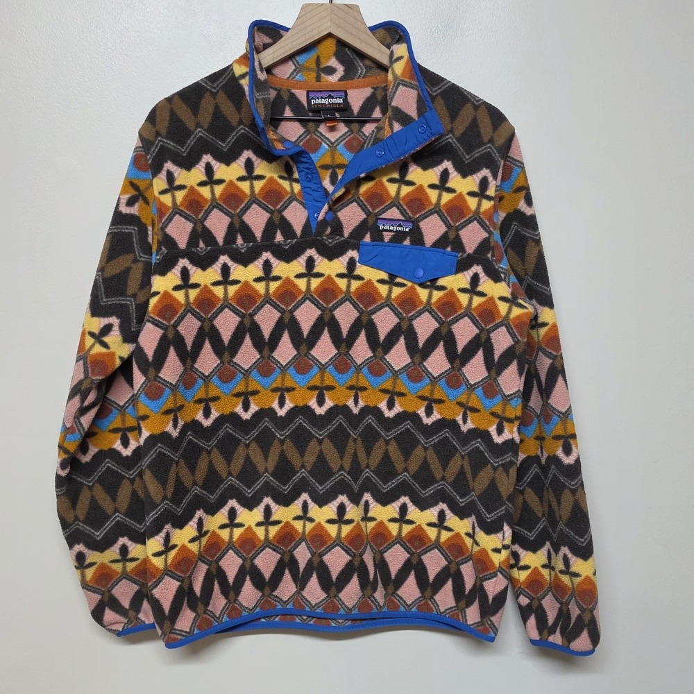 Patagonia Synchilla Unisex‎ Snap-T Fleece Companions Big Anthos Aztec Size Large